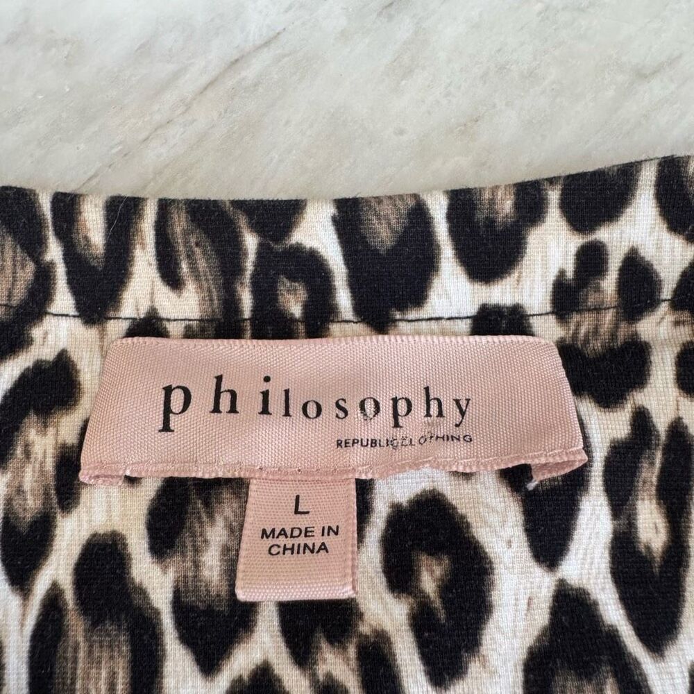 Philosophy Leopard Print Open-Front Cropped Blaze… - image 5